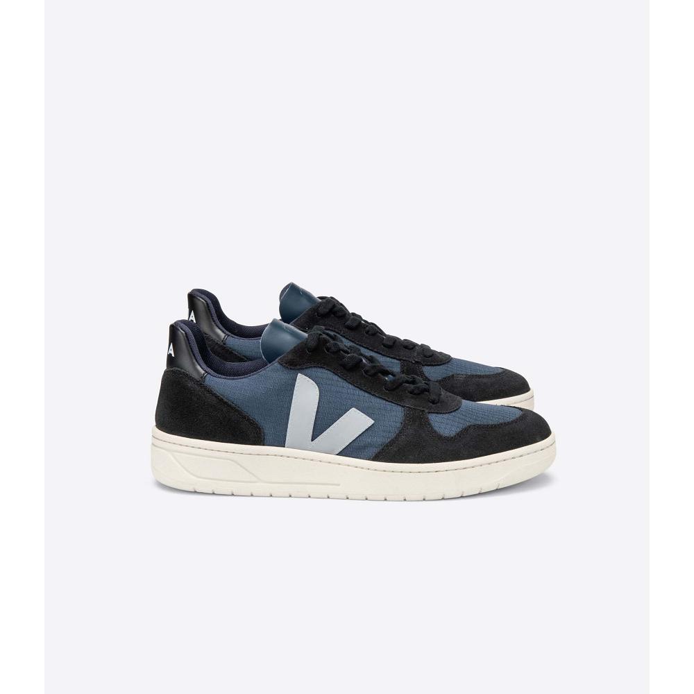 Veja V-10 RIPSTOP Men\'s Sneakers Black/Blue | CA 326NWY